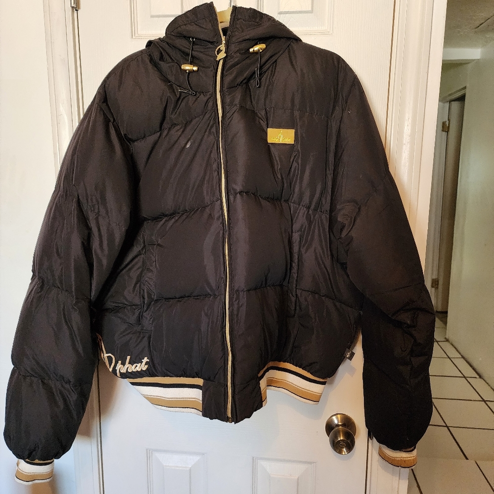 Baby Phat Black Puffer Jacket Zipper Fur Hood
